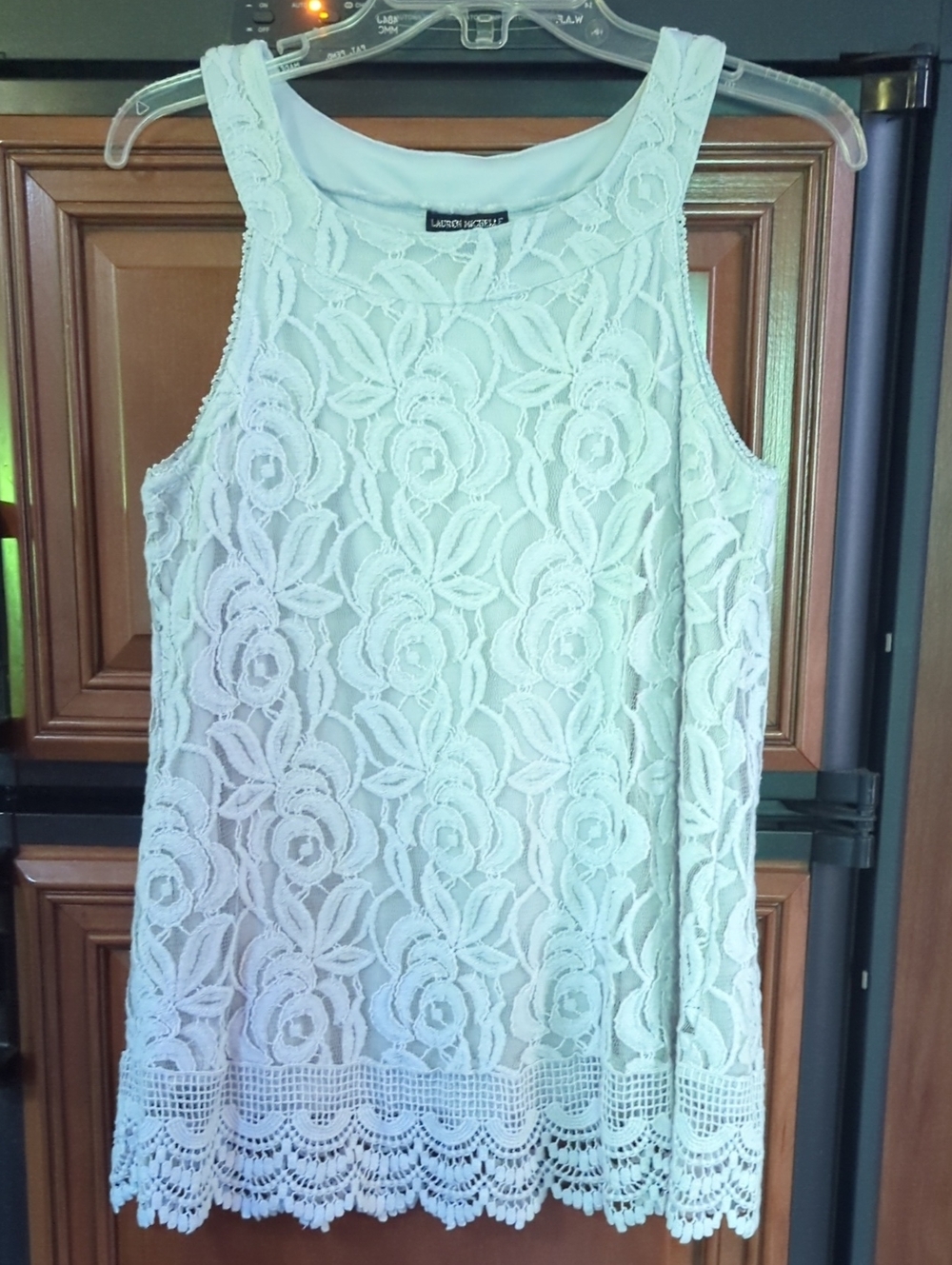 Lauren Michelle White Floral Lace Crochet Tank